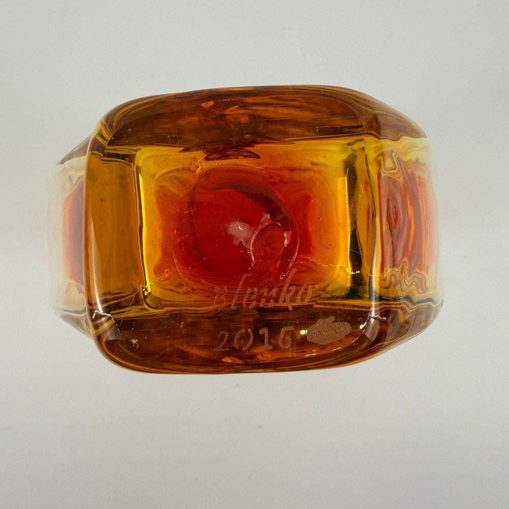 Blenko 3515 Heart Vase Tangerine Art Glass Signed Dated 2016 - Picture 10 of 13